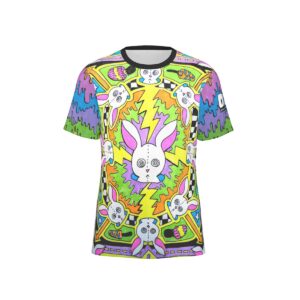 Psychedelic Rabbit Lightning Bolt Fractal Men’s O-Neck T-Shirt | 190GSM Cotton
