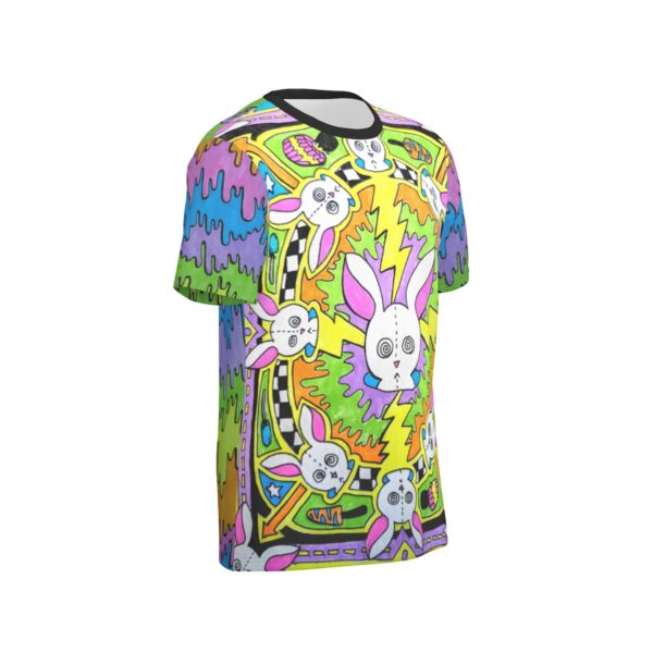 Psychedelic Rabbit Lightning Bolt Fractal Men's O-Neck T-Shirt | 190GSM Cotton - Image 4