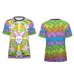 Psychedelic Rabbit Lightning Bolt Fractal Men’s O-Neck T-Shirt | 190GSM Cotton
