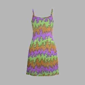 Psychedelic Rabbit Highlighter Tapestry Women’s Double-Layer Mesh Dress