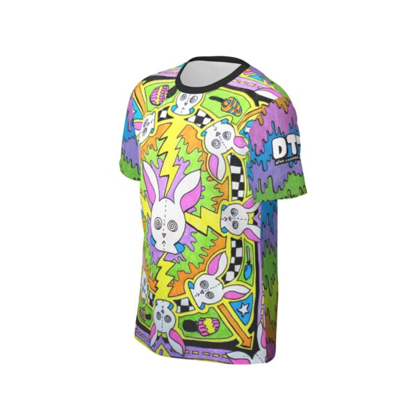 Psychedelic Rabbit Lightning Bolt Fractal Men's O-Neck T-Shirt | 190GSM Cotton - Image 3