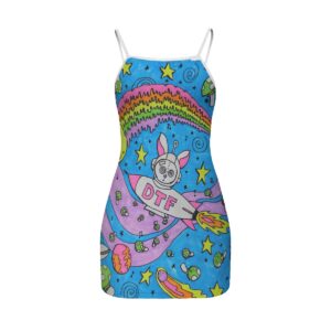 Psychedelic Psychonaught Rabbit in Space Women’s Cami Dress (Plus Size)
