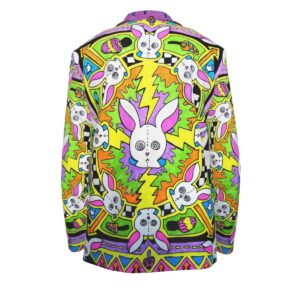 Psychedelic Rabbit Mandela Men’s Casual Flat Lapel Collar Blazer | 245GSM Cotton